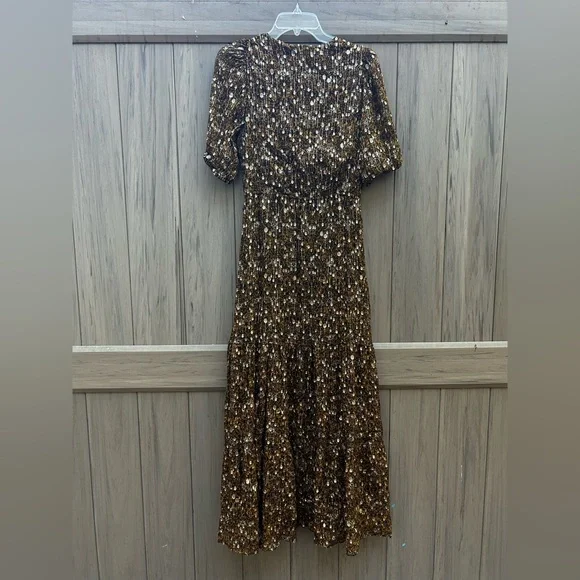 Sezane Metallic Gold and Black Maxi Dress - Picture 9 of 10